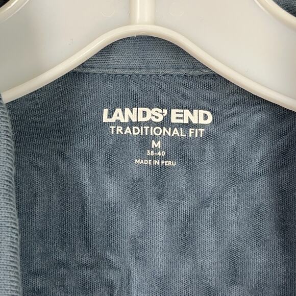 Lands End  Polo Shirt Medium Men Traditional Fit Slate Blue Business Casual - Picture 3 of 8